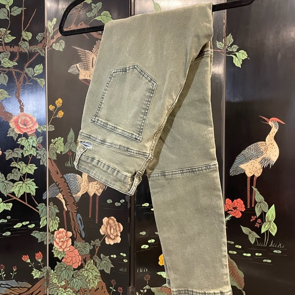 Vintage distressed army green stretchy jeans - Picture 3 of 3